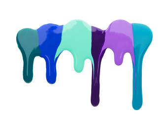 Spilled nail polishes on white background