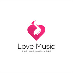Love music logo template vector, Love for music vector design. 