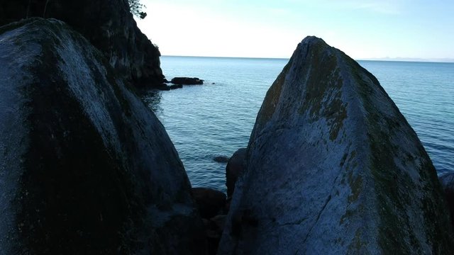 Split Apple Rock in Nelson at the top of the South Island of New Zealand. Beautiful scenery located on an isolated beach. 