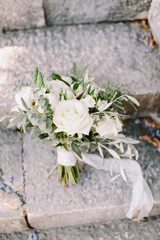 wedding bouquet with white roses for rustic wedding