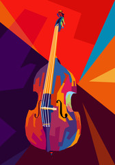 Double Bass on wpap pop art style for background illustration and iamge
