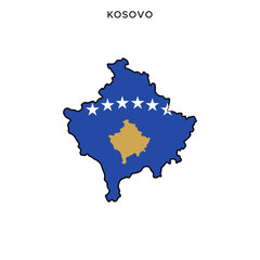 Obraz premium Map and Flag of Kosovo Vector Design Template with Editable Stroke