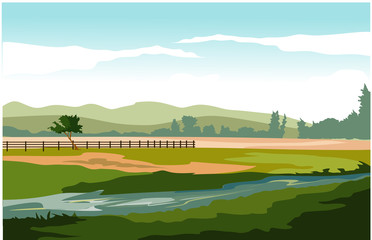 landscape with river and green grass