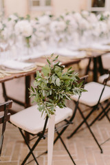 Fototapeta na wymiar wedding reception party banquet table coverage