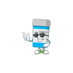 Super cute medical bottle cartoon character wearing black glasses