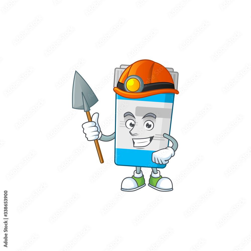 Wall mural cartoon character design of medical bottle work as a miner