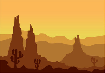 desert landscape with cactus and rock