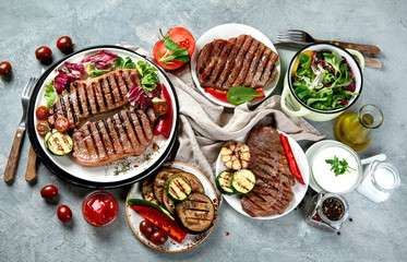 Grilled beef steak with vegetables