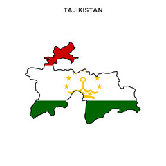 Fototapeta premium Map and Flag of Tajikistan Vector Design Template with Editable Stroke