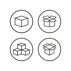 Open box icons set. Cardboard box, packaging open. Box icon vector