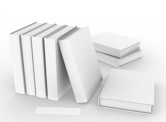template empty hardcover book mockup set white background , 3d rendering	
