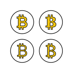 Bitcoin sign icons set. Crypto currency symbol. Blockchain. Cryptocurrency
