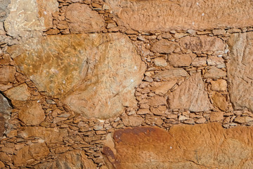 Typical sandstone wall of old colonial buildings in Minas Gerais, Brazil
