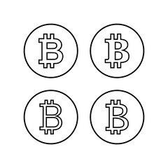 Bitcoin sign icons set. Crypto currency symbol. Blockchain. Cryptocurrency