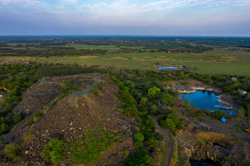Fototapeta na wymiar Aerial view of quarries and nature
