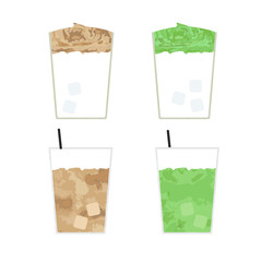 アイスコーヒー　抹茶ドリンク　イラストセット