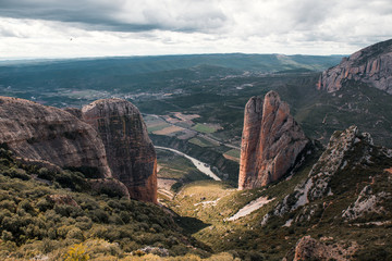 Mallos of Riglos, in Huesca, Spain. Spectacular rock formations, with walls that reach to 275...