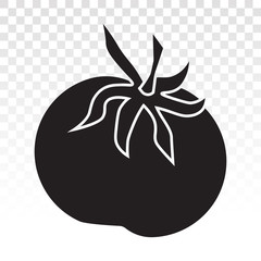 Red tomato vector flat icon on a transparent background.