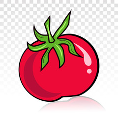 Red tomato vector flat icon on a transparent background.