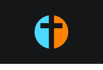 Obraz premium Christian Cross Logo Design, Vector Template