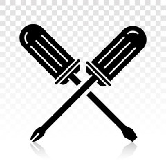 screwdriver repair tools vector flat icon on a transparent background