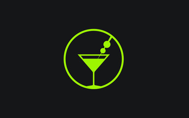 Martini Glass Logo, Vector Template