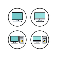 Computer icons set. PC Icon vector. Computer monitor icon. Flat PC symbol