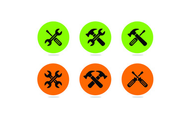 Repair tools icons, Spanner, Wrench, Hammer, Screwdriver Vector Icons Set