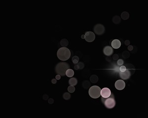 Abstract bokeh design blurry circle soft light shiny in dark black background textures illustration 