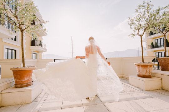 happy bride on wedding in europe