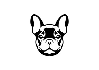 Cute French Bulldog in Black and White Logo Symbol.