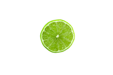 Fresh lime sliced isolated on white background .