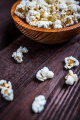 Popcorn in wood dish