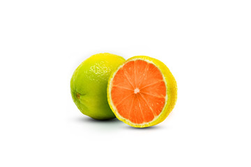 Fresh lime sliced isolated on white background .