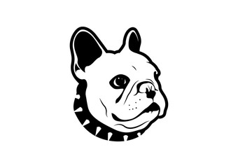 Chubby french bulldog logo symbol with rocker collar style.