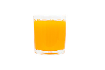 Orange juice glass, isolated on white background