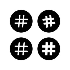 Hashtag icons set. black hashtag icon