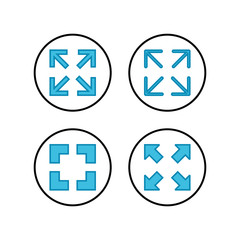 Fullscreen Icons set. Expand to full screen icon for apps and websites. Fullscreen sign icon. Arrows symbol