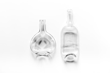 Bottle for recycling on white background top view