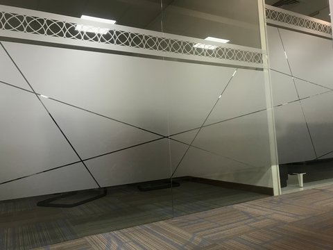 Images Of Full Height Glass Wall Partitions For An Office Meeting Room Or Manager Room With An Sticker Of Frosted Film For Privacy Of People For Discussing In Office Interiors