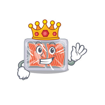 A Wise King of frozen salmon mascot design style