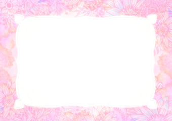 水彩と花柄の背景素材 レトロ 植物柄 絵の具 青色 水色 Wall Mural Ayumi Taka