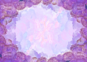 水彩の背景素材　レトロ　植物柄　絵の具　紫　藤色