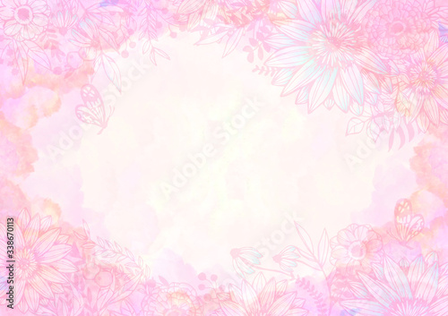 水彩の花柄背景素材 レトロ 絵の具 ピンク 植物柄 Abstract Wall Mural Abstra Aoirokaeru