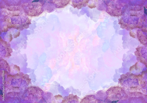 水彩の背景素材 レトロ 植物柄 絵の具 紫 藤色 Wall Mural Aoirokaeru