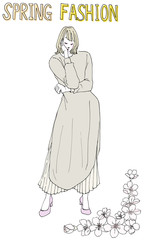 スプリングコーデイラスト