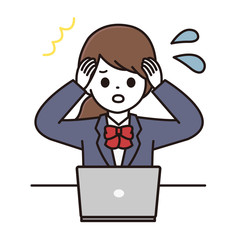 学生 女性 パソコン イラスト