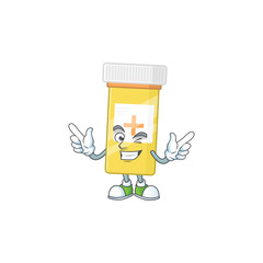 Cartoon character design concept of medicine bottle cartoon design style with wink eye