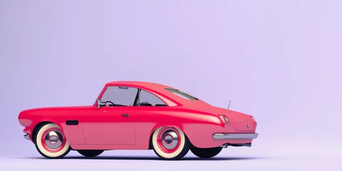 Deurstickers Gestileerde, speelgoed uitziende vintage auto. 3D render. © Andrew
