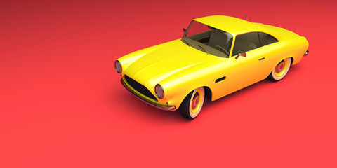 Stylized, toy looking vintage car. 3d render.

